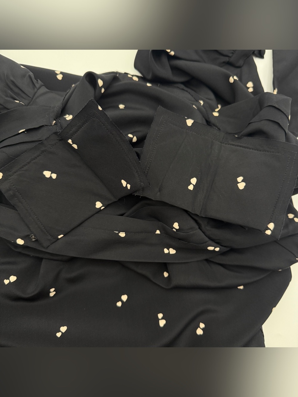 Vintage Ciao Ltd 100% Silk Black Heart Print Dress Sz 8 Belted Pockets - Picture 9 of 16
